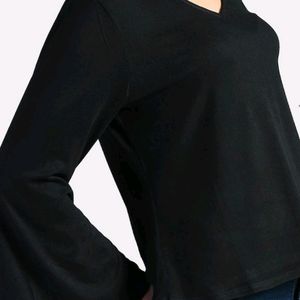 A-line Black Sleeves Top