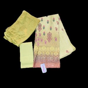 Sequins Chikankari Work Dress Material