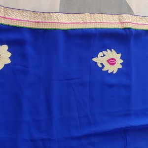 Royal Blue Kdhai Work Saree