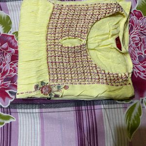 W Lime Yellow Kurta Size XXL