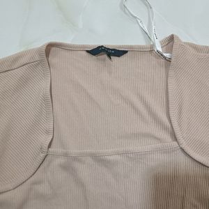 Beige Square Neck Top