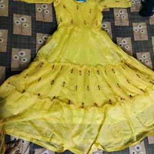 Yellow Self Made Ethnic Gown