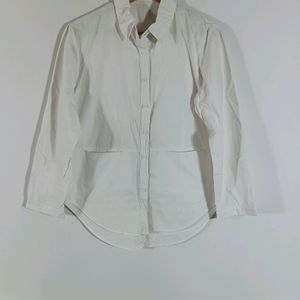 White Casual Plain Shirt (Women)