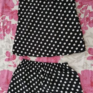 Polka Dot Night suit For Women, 38 Inch