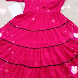 Pink Layer Frok For Girls