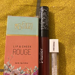 Lipstick, Lipgloss And Lip-cheek Tint Combo