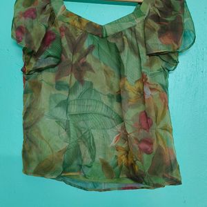 Green Jungle Print Top