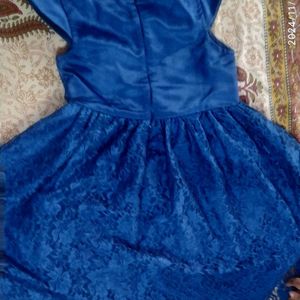 Royal Blue, Satin With Net, Girls Frock