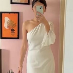 White One Sleeve Dress Size S