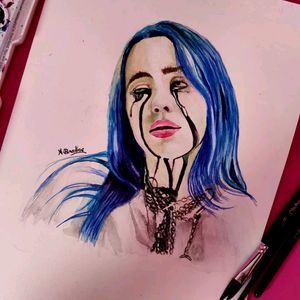 Billie Eilish Watercolor Painting