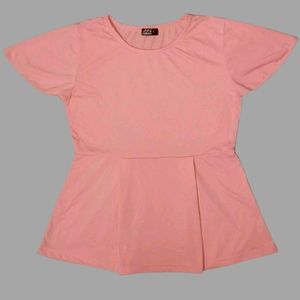 Elegant Pink Peplum Top - Soft & Stylish Casual