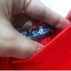 SHEIN ruched Red Dress