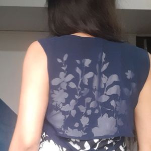 Casual Wear Navy Blue Sleeveless Top