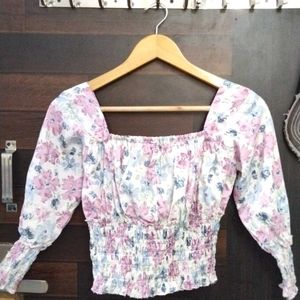 Floral Square Neckline Top XS/S