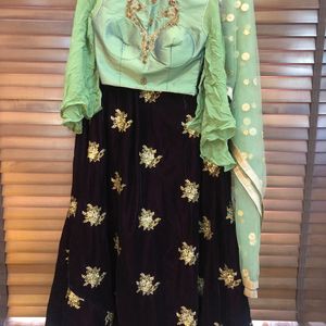 Crop Top Skirt With Dupatta