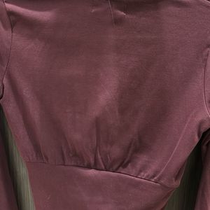 Y2K Burgundy V Neck Top