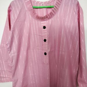 Pure Cotton Pink Straight Kurta/ Kurti ,brand New