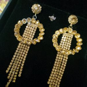 Rhinestone Chain Golden Colour Earrings💛s