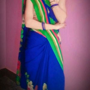 Blue Saree No Blouse