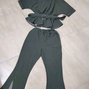 Olive Green Co-ord Set With Belt