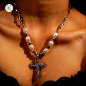 Y2k Pinterest Rhinestone Cross Necklace