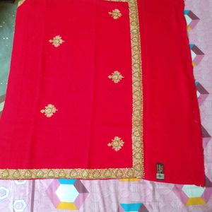 Embroidery Woolen Kashmiri Shawl(red)