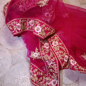 Cherry Pink Heavy Handworked Lahenga