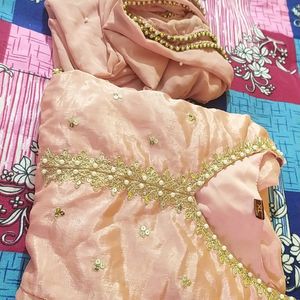 Peach Anarkali Kurthi Set