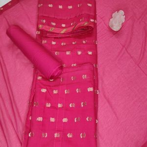 Saree Mall Silk Blend Zari Pink Suit Fabric