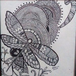 Black Pen Art Work Butterfly