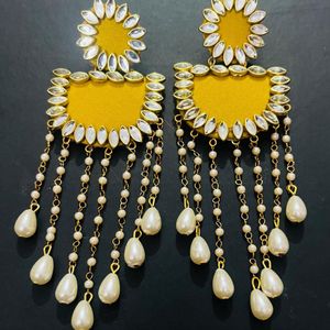 Fancy Party Wear Long Size Fabric Earrings