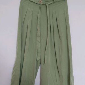 Olive Green Relaxed Fit Parallel Trousers