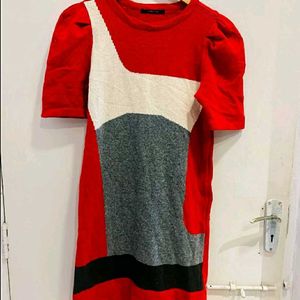 Beautiful Imported Sweater Dress With Puff Sleeves