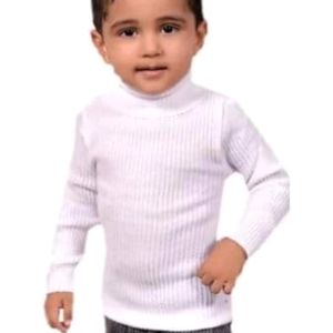 New Kids White High Neck Sweater for Boys and Girl