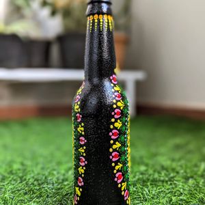 Handpainted Bottle With Dot Mandala Art