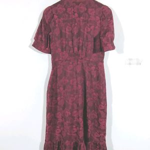 Maroon Floral Print Dress (Women's)