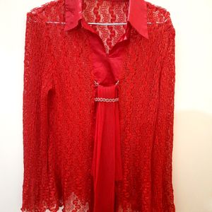 🔥SUPER LESS PRICE🔥Women's Red Lace Top