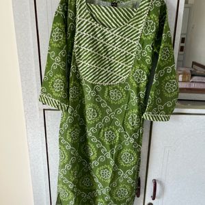 Green Kurti Pant N Dupata Set