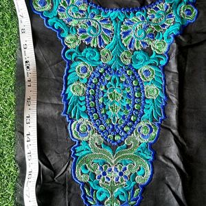 Embroidered Neckline Yoke-blue