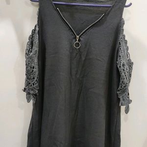 Grey Cold Shoulder Top