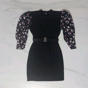 Floral Black Bodycon Dress