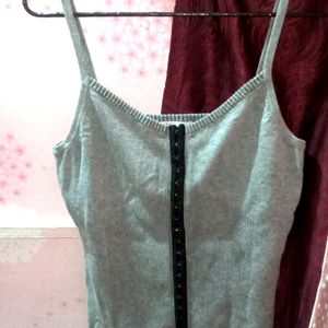 Grey Front Open Tank/ Crop Top