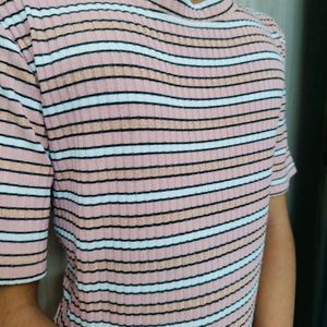 Pink Striped Casual Wear Top