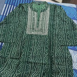 Green Party Wear Kurta