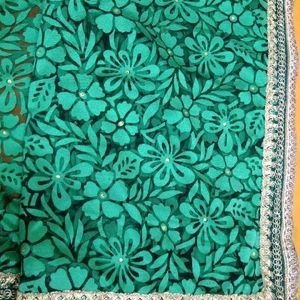 Green Net Saree