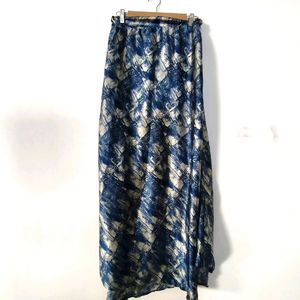 Printed Maxi Skirt - Blue And White