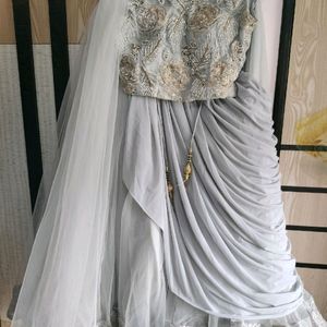 Beautiful Silver & Golden Reception Gown