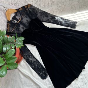 Korean Autumn Velvet Dress