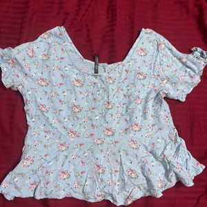 Here&Now Floral Blue A-line Top