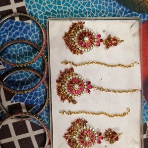 Jewellery Set With Maang Tika, Earrings, Etc